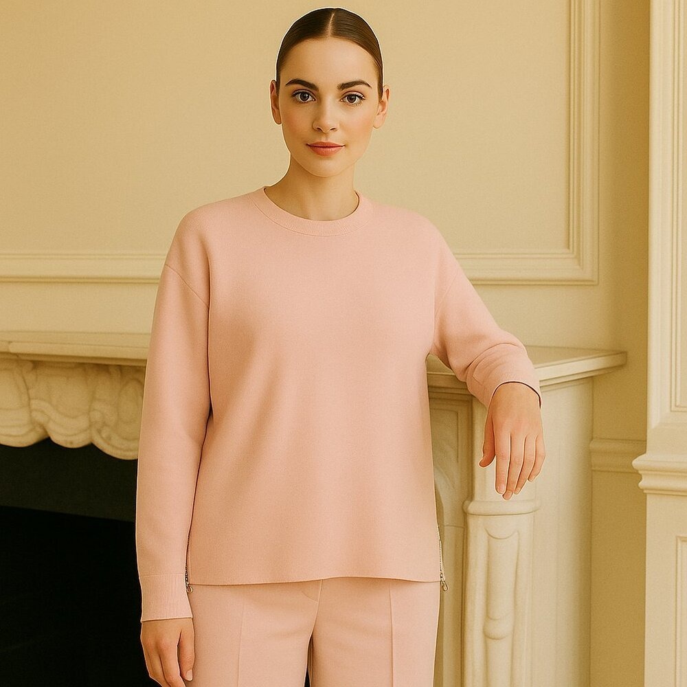 Levi's Sweater Womens XS Pink Blush Crewneck Side Zip Knit Pullover Balletcore